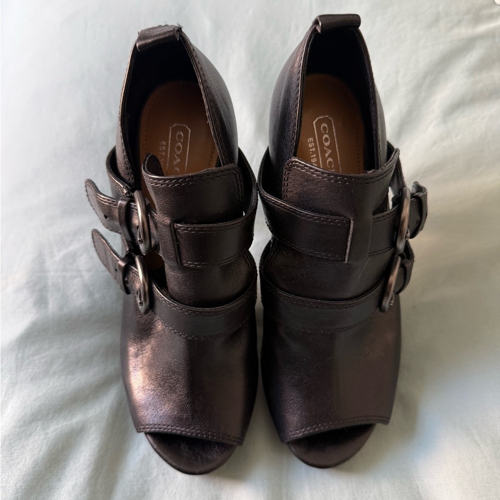 Coach Black Strappy Peep-Toe Heels - Picture 2 of 3